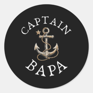 Kapitein Bapa Boot Zeilen Varend Vintage Anker F Ronde Sticker