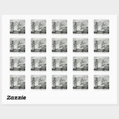 Kapitein Bartholomew Roberts met twee schepen Vierkante Sticker (Vel)