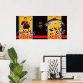 Kapitein Bing Brand Salmon Label- Seattle, WA Poster (Thuiskantoor)