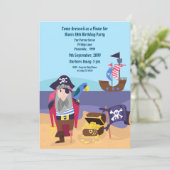 Kapitein Birthday Party Invite van pirate Treasure Kaart (Staand voorkant)
