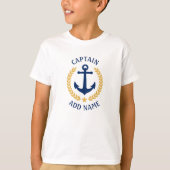 Kapitein Boat Naam Anchor Gold Laurel Boys White T-shirt (Voorkant)