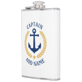 Kapitein Boat Naam Anchor Gold Style Laurel White Heupfles (Links)