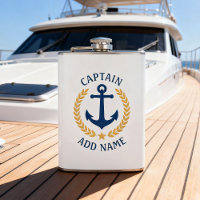 Kapitein Boat Naam Anchor Gold Style Laurel White