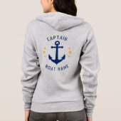 kapitein Boat naam Gold Star Grey Hoodie (Achterkant)