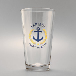 Kapitein Boat Naam Nautical Anchor Gold Laurel Sta Glas