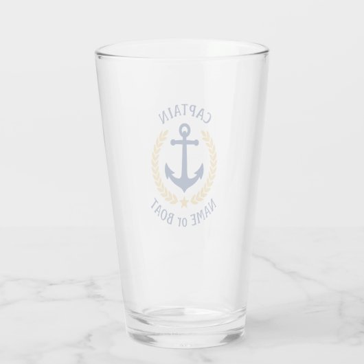 Kapitein Boat Naam Nautical Anchor Gold Laurel Sta Glas (Achterkant)