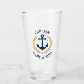Kapitein Boat Naam Nautical Anchor Gold Laurel Sta Glas (Voorkant)