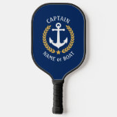 Kapitein Boat Naam Nautical Anchor Gold Laurel Sta Pickleball Paddle (Achterkant)