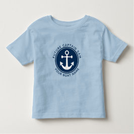 Kapitein Boat Naam Nautical Anchor Rope Navy Kinder Shirts