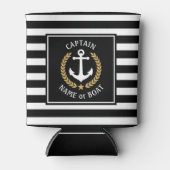 Kapitein Boat Name Anchor Gold Laurel Black Stripe Blikjeskoeler (Voorkant)