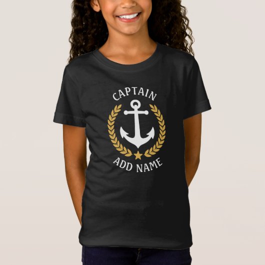 Kapitein Boat Name Anchor Gold Laurel verliest Paa T-shirt (Voorkant)