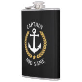 Kapitein Boat Name Anchor Gold Style Laurel Black Heupfles (Links)