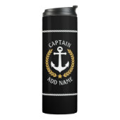 Kapitein Boat Name Anchor Gold Style Laurel Black Thermosbeker (Gedraaid links)