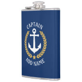 Kapitein Boat Name Anchor Gold Style Laurel Navy Heupfles (Links)