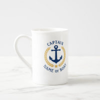 Kapitein Boat Name Anchor Gold Style Laurel Navy