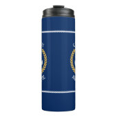 Kapitein Boat Name Anchor Gold Style Laurel Navy Thermosbeker (Voorkant)