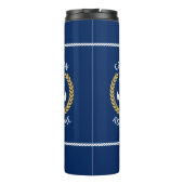 Kapitein Boat Name Anchor Gold Style Laurel Navy Thermosbeker (Achterkant)