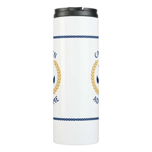 Kapitein Boat Name Anchor Gold Style Laurel Star Thermosbeker (Achterkant)
