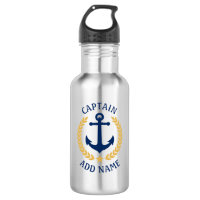 Kapitein Boat Name Anchor Gold Style Laurel Star