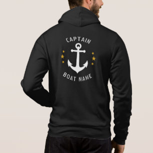 kapitein Boat Name Gold Stars Black Hoodie