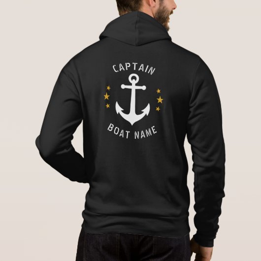  kapitein Boat Name Gold Stars Black Hoodie (Achterkant)