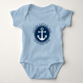 Kapitein Boat Name van de Nautical Anchor Rope Nav Romper (Voorkant)