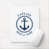 Kapitein Boat, Nautical Zee Anchor, naam Navy Blue Muismat (Met muis)