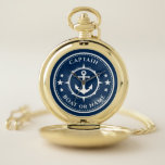 Kapitein Boat of naam marine van Anchor Compass Zakhorloge<br><div class="desc">Een Nautical Anchor Compass and Stars met Kapitein Rank of andere titel en Jouw naam of Boat Name op een Stijlvolle Pocket Watch. Deze gepersonaliseerde Pocket Watch zal niet alleen tijd,  maar ook een leuk gespreksartikel zijn. Ideaal voor Vaderdag,  maar ook voor elke gelegenheid.</div>