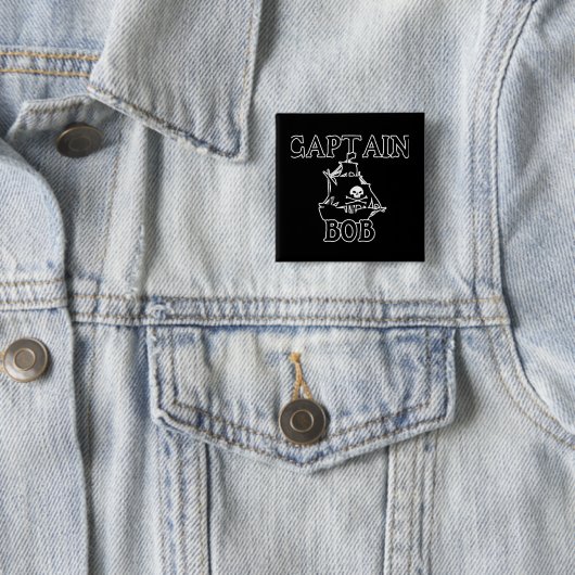 Kapitein Bob (Pirate Ship) Vierkante Button 5,1 Cm (In situ)