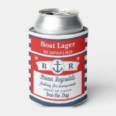 Kapitein Boot Lager Bier Gestreept Schip Anker Cus Blikjeskoeler (Blikje Voorkant)