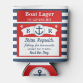 Kapitein Boot Lager Bier Gestreept Schip Anker Cus Blikjeskoeler (Voorkant)
