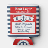 Kapitein Boot Lager Bier Gestreept Schip Anker Cus Blikjeskoeler (Achterkant)