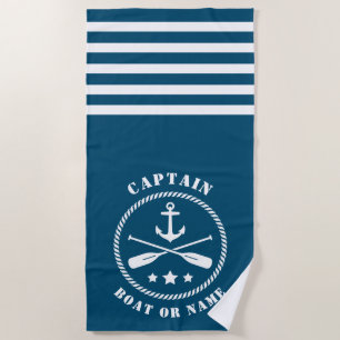 Kapitein Boot of Naam Nautische Anker & Oars Aqua Strandlaken
