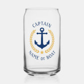 Kapitein Bootnaam Anker Gold Laurel Star Navy Blikvorm Glas (Voorkant)