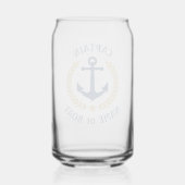 Kapitein Bootnaam Anker Gold Laurel Star Navy Blikvorm Glas (Achterkant)