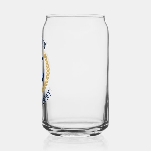 Kapitein Bootnaam Anker Gold Laurel Star Navy Blikvorm Glas (Links)