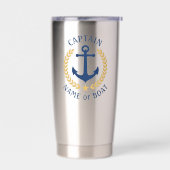 Kapitein Bootnaam Anker Gold Laurel Star Navy Geïsoleerde Drinkbeker (Links)