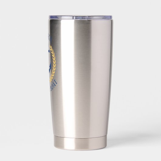 Kapitein Bootnaam Anker Gold Laurel Star Navy Geïsoleerde Drinkbeker (Achterkant)