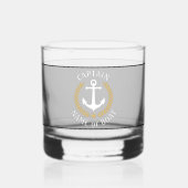 Kapitein Bootnaam Anker Gold Laurel Star Navy Whisky Glas (Voorkant)