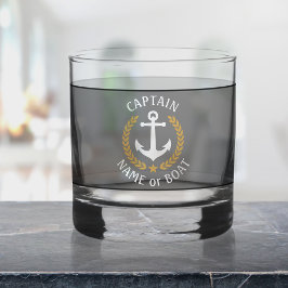Kapitein Bootnaam Anker Gold Laurel Star Navy Whisky Glas