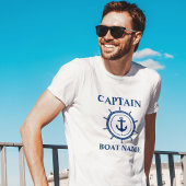 Kapitein Bootnaam Anker Rope Helm Nautical T-shirt