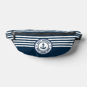Kapitein Bootnaam Nautisch Anker Blauw wit Heuptasje