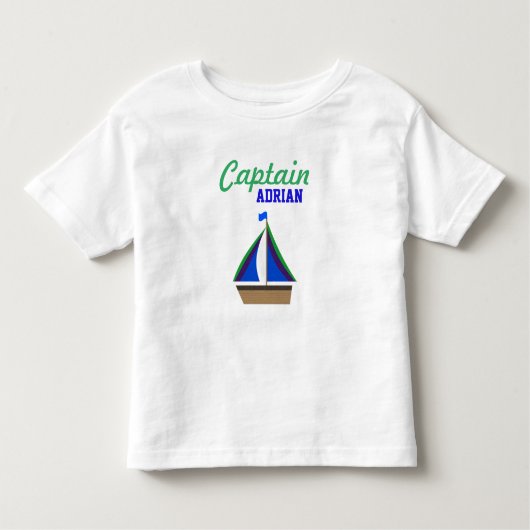 Kapitein Boy's Name Sailboat Kinder Shirts (Voorkant)