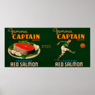 Kapitein Brand Salmon Label Poster