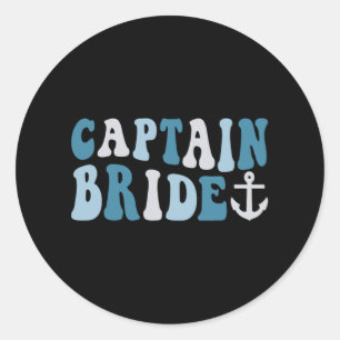Kapitein Bride Groovy Cruise Nautische Bachelorett Ronde Sticker