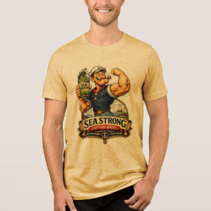 Kapitein Briny Vintage Maritieme Avonturen Heren Tri-Blend Shirt