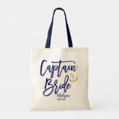 Kapitein Bruid Blauw Maritiem Meisjesuitje Tote Bag (Achterkant)