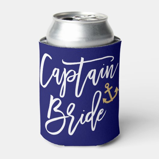 Kapitein Bruid Nautisch Bachelorette Feest Blikjeskoeler (Blikje Voorkant)