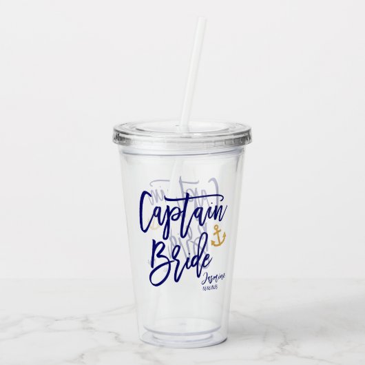 Kapitein Bruid Zeemans Afscheid Als Bruid Acryl Drinkbeker (Achterkant)