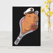 Kapitein Capybara Valentijn Chocolade Hart Ritsslu Kaart (Gele Bloem)